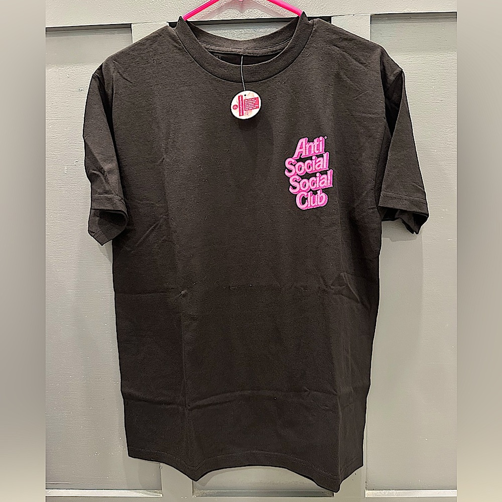 Anti Social Social Club Black T-Shirt with Pink Logo